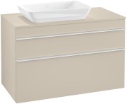 Тумба під раковину Villeroy & Boch Venticello 95,7х50,2 см ДСП м'який сірий/ручка алюміній білий A94202VK