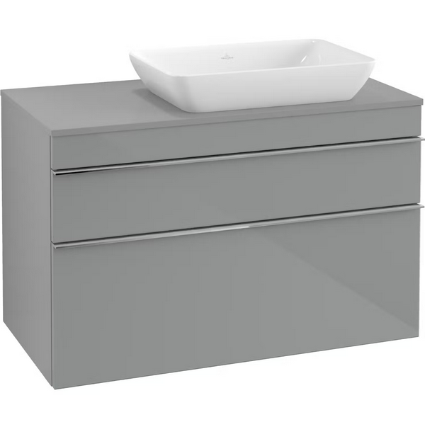 Тумба под раковину Villeroy & Boch Venticello 95,7х50,2 см МДФ стекло глянцевое серое/ручка хром A94301RA