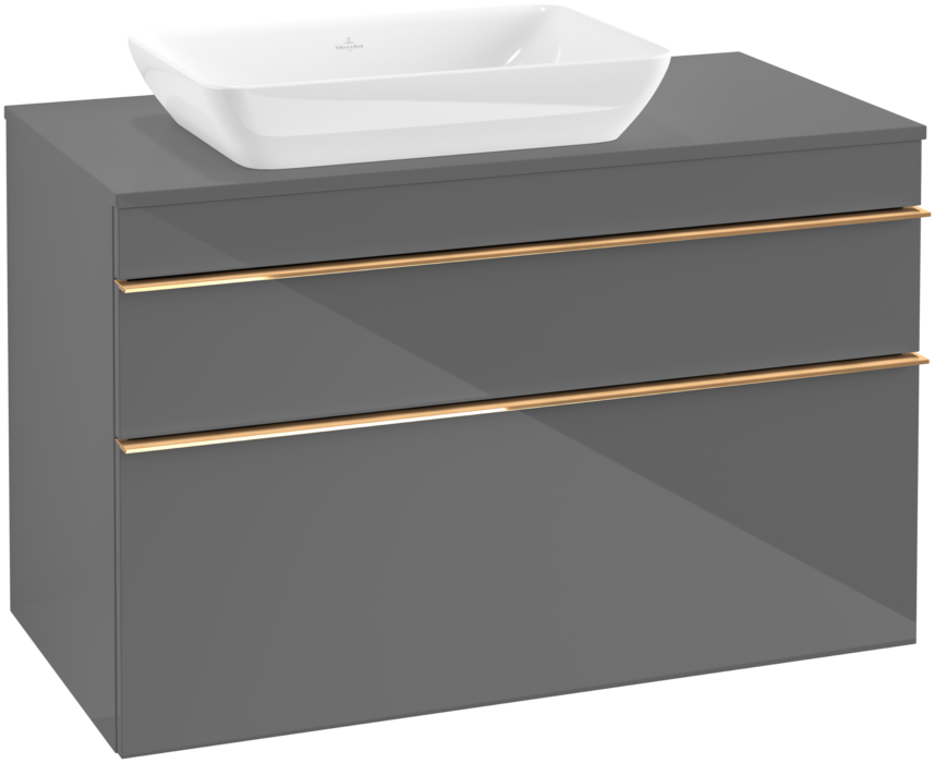 Тумба под раковину Villeroy & Boch Venticello 95,7х50,2 см МДФ глянцевый серый/ручка медь A94205FP