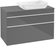 Тумба под раковину Villeroy & Boch Venticello 95,7х50,2 см МДФ глянцевый серый/ручка алюминий белый A94302FP