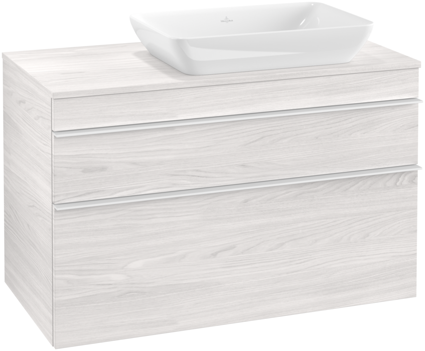 Тумба под раковину Villeroy & Boch Venticello 95,7х50,2 см ДСП/МДФ белое дерево/ручка алюминий белый A94302E8