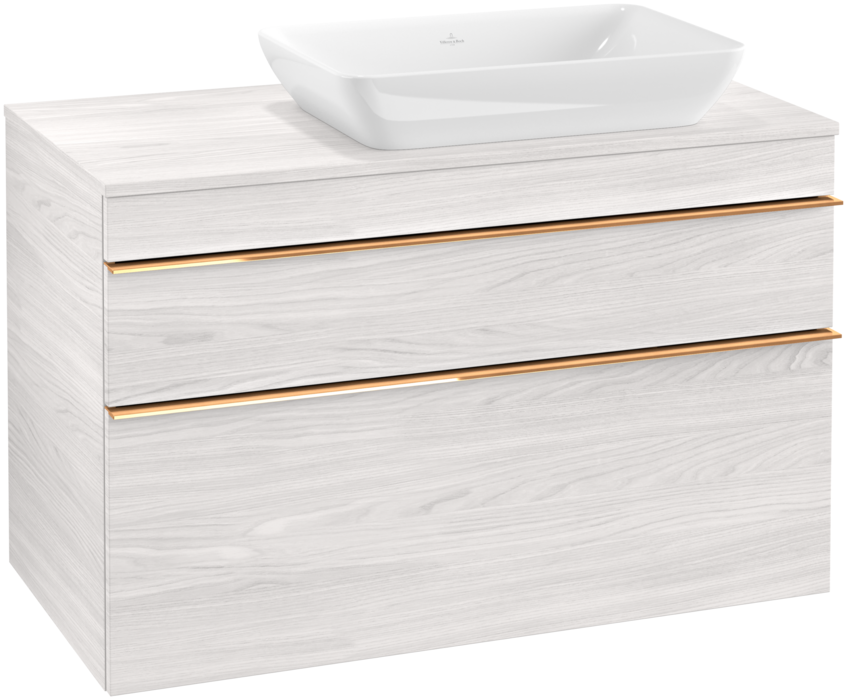 Тумба под раковину Villeroy & Boch Venticello 95,7х50,2 см ДСП/МДФ белое дерево/ручка медь A94305E8