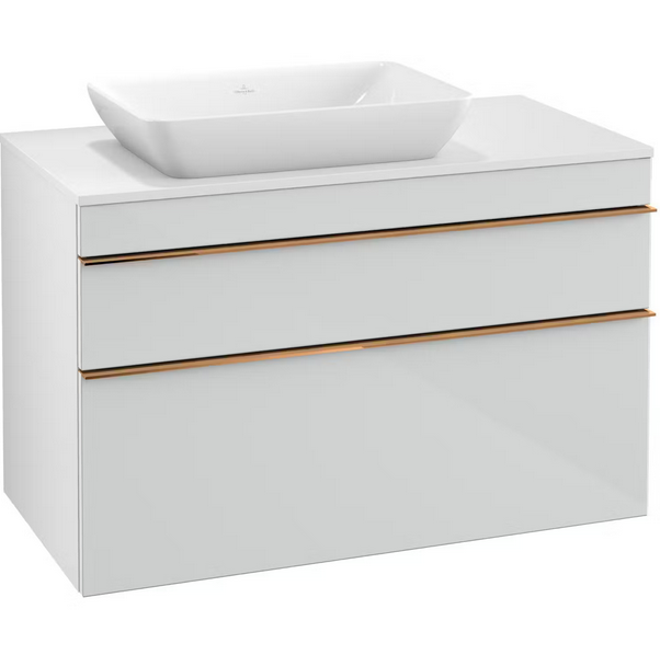 Тумба под раковину Villeroy & Boch Venticello 95,7х50,2 МДФ стекло глянцевое белое/ручка медь A94205RE