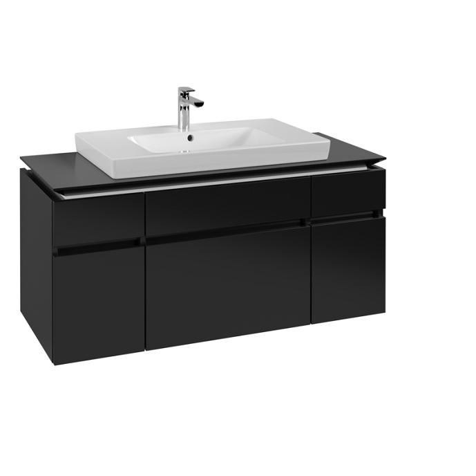 Тумба під раковину Villeroy&Boch Legato 120х55 см МДФ/ДСП чорний матовий лак B69700PD