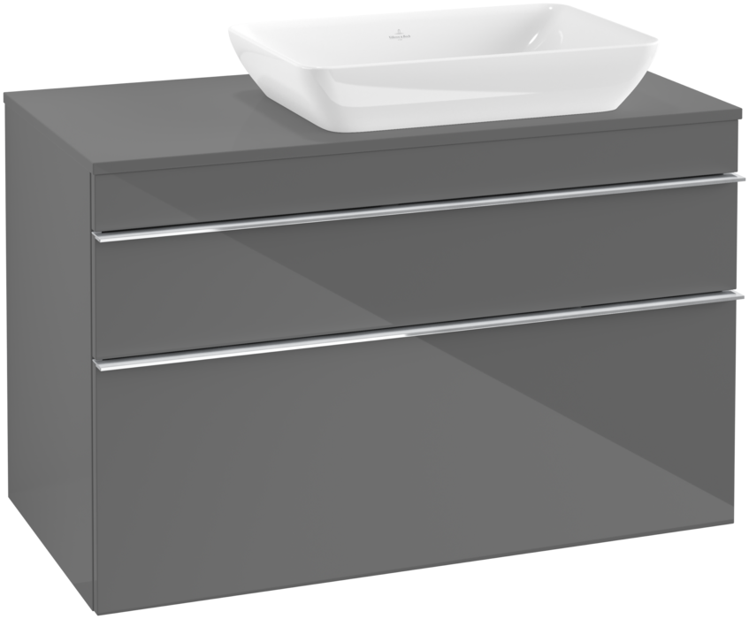 Тумба под раковину Villeroy & Boch Venticello 95,7х50,2 см МДФ глянцевый серый/ручка хром A94301FP
