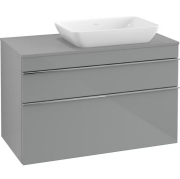 Тумба під раковину Villeroy & Boch Venticello 95,7х50,2 см МДФ скло глянсове сіре/ручка хром A94301RA