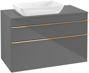 Тумба під раковину Villeroy & Boch Venticello 95,7х50,2 см МДФ глянсовий сірий/ручка мідь A94205FP