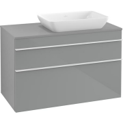 Тумба под раковину Villeroy & Boch Venticello 95,7х50,2 см МДФ стекло глянцевое серое/ручка алюминий белый A94302RA