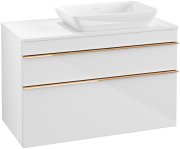 Тумба під раковину Villeroy & Boch Venticello 95,7х50,2 см МДФ глянсовий білий/ручка мідь A94305DH