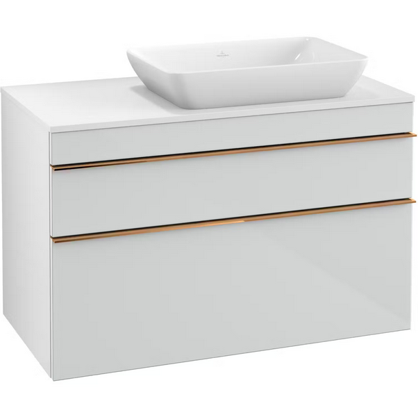 Тумба под раковину Villeroy & Boch Venticello 95,7х50,2 МДФ стекло глянцевое белое/ручка медь A94305RE