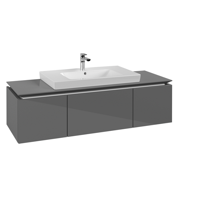 Тумба під раковину Villeroy & Boch Legato 140х38 см МДФ/ДСП глянсовий сірий B69800FP