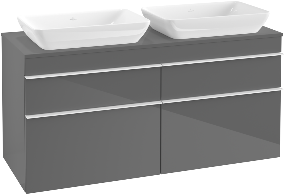 Тумба под раковину Villeroy & Boch Venticello 125,7х50,2 см МДФ глянцевый серый/ручка алюминий белый A94402FP