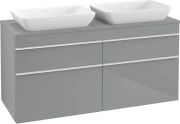 Тумба под раковину Villeroy & Boch Venticello 125,7х50,2 см МДФ стекло глянцевое серое/ручка алюминий белый A94402RA