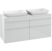Тумба под раковину Villeroy & Boch Venticello 125,7х50,2 МДФ стекло глянцевое белое/ручка алюминий белый A94402RE