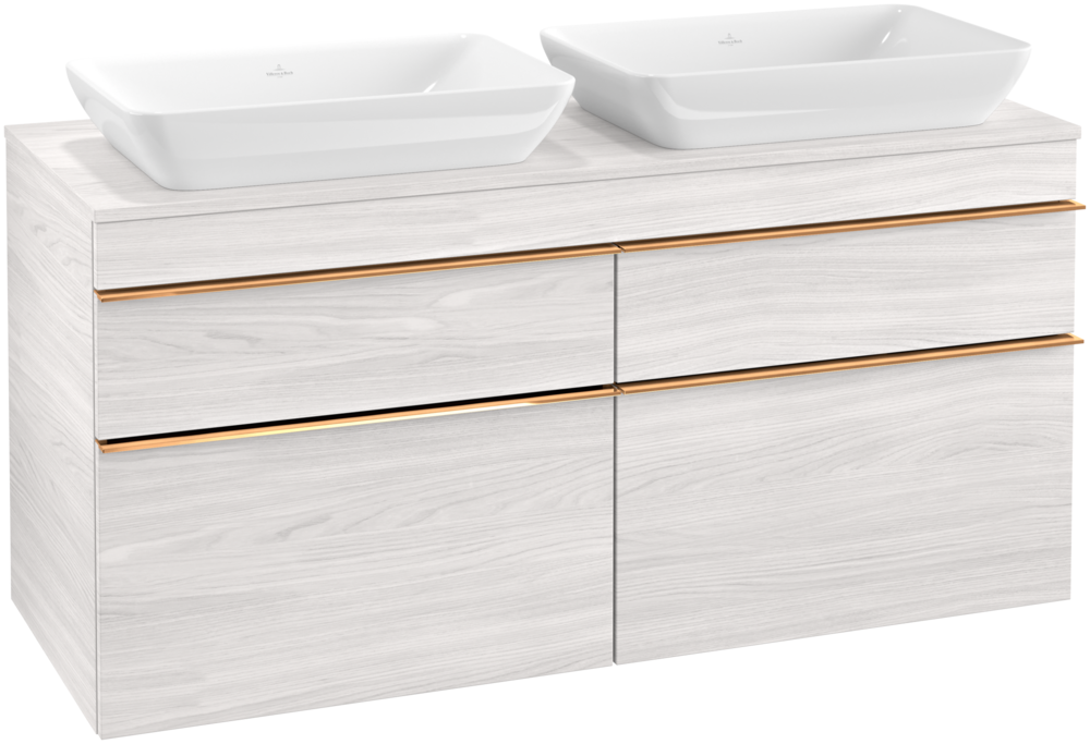 Тумба под раковину Villeroy & Boch Venticello 125,7х50,2 см ДСП/МДФ белое дерево/ручка медь A94405E8