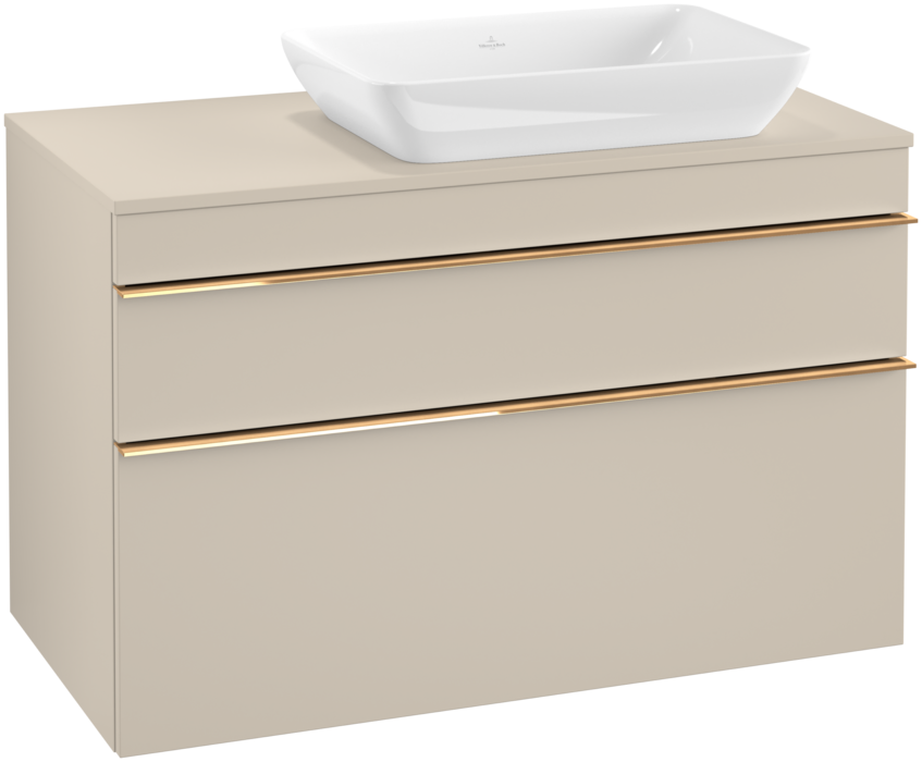 Тумба під раковину Villeroy & Boch Venticello 95,7х50,2 см ДСП м'який сірий/ручка мідь A94305VK