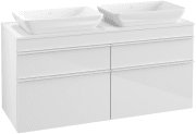 Тумба под раковину Villeroy & Boch Venticello 125,7х50,2 см МДФ глянцевый белый/ручка алюминий белый A94402DH