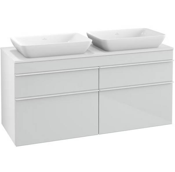 Тумба під раковину Villeroy & Boch Venticello 125,7х50,2 МДФ скло глянсове біле/ручка алюміній білий A94402RE