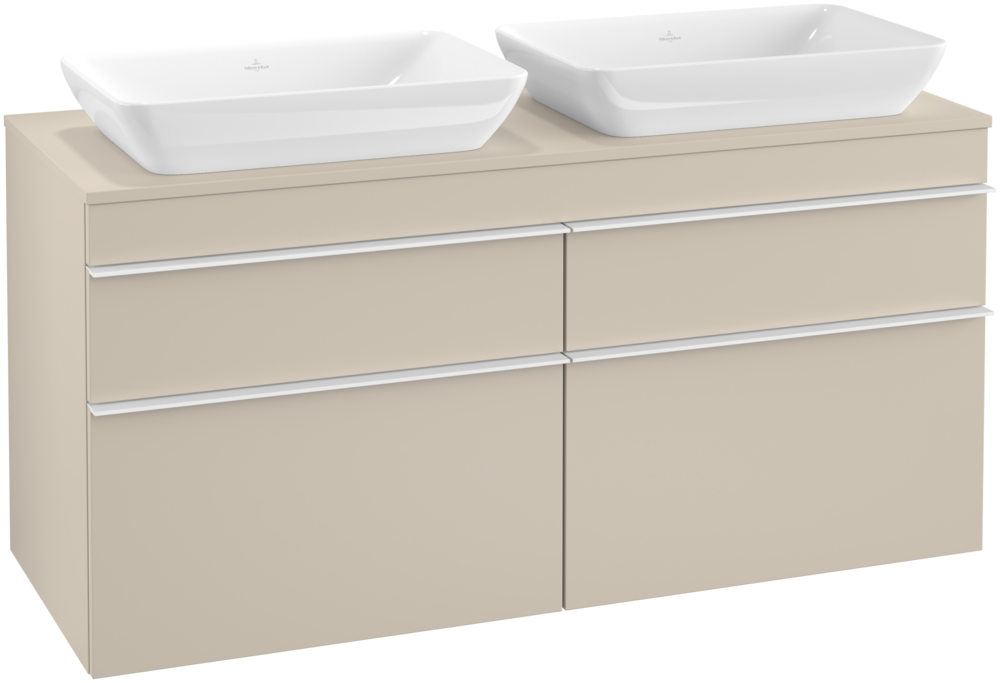 Тумба під раковину Villeroy & Boch Venticello 125,7х50,2 см ДСП м'який сірий/ручка алюміній білий A94402VK