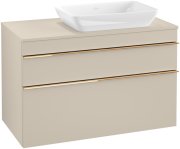 Тумба под раковину Villeroy & Boch Venticello 95,7х50,2 см ДСП мягкий серый/ручка медь A94305VK