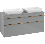 Тумба під раковину Villeroy & Boch Venticello 125,7х50,2 см МДФ скло глянсове сіре/ручка мідь A94405RA