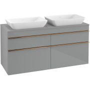 Тумба под раковину Villeroy & Boch Venticello 125,7х50,2 см МДФ стекло глянцевое серое/ручка медь A94405RA
