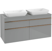 Тумба под раковину Villeroy & Boch Venticello 125,7х50,2 см МДФ стекло глянцевое серое/ручка медь A94405RA