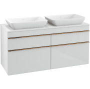 Тумба под раковину Villeroy & Boch Venticello 125,7х50,2 МДФ стекло глянцевое белое/ручка медь A94405RE
