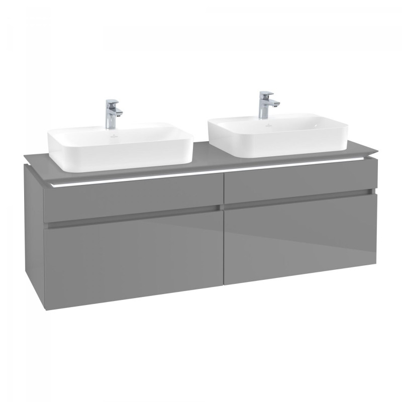Тумба под раковину Villeroy & Boch Legato 160х55 см с подсветкой МДФ/ДСП глянцевый серый B768L0FP