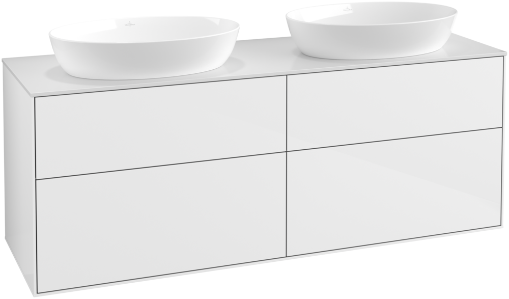 Тумба под раковину Villeroy & Boch Finion 160х50,1 см МДФ глянцевый белый лак/стекло белое матовое FA8100GF