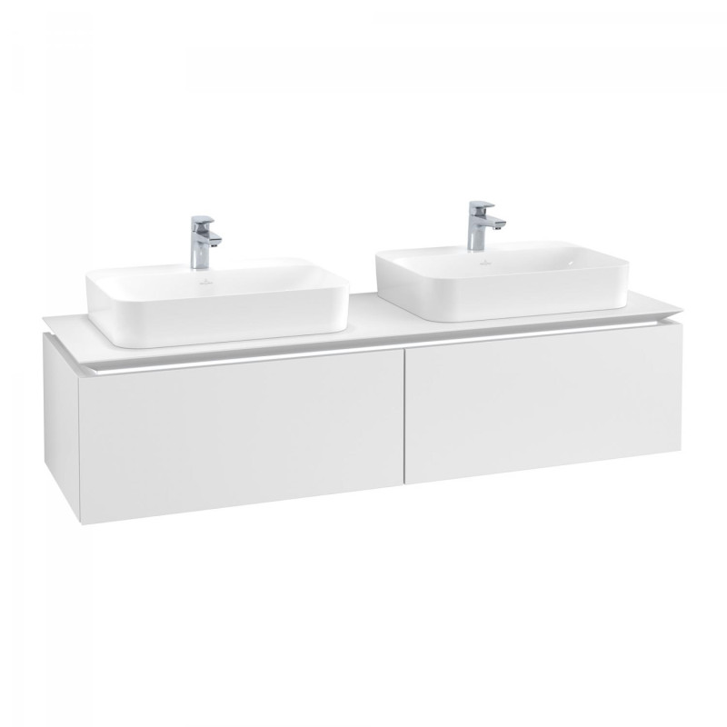 Тумба под раковину Villeroy & Boch Legato 160х38 см подсветкой ДСП белый матовый B767L0MS