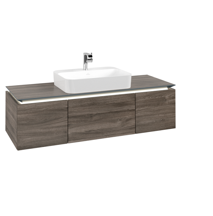 Тумба під раковину Villeroy & Boch Legato 140х38 см з підсвічуванням ДСП кам'яний дуб B759L0RK