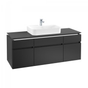 Тумба під раковину Villeroy&Boch Legato 140х55 см з підсвічуванням МДФ/ДСП чорний матовий лак B760L0PD
