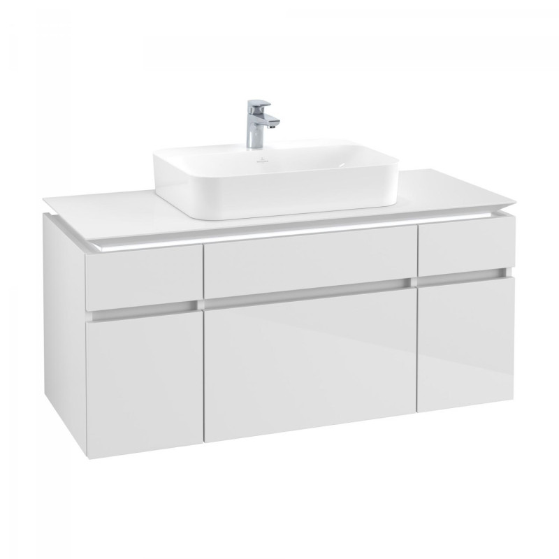 Тумба під раковину Villeroy & Boch Legato 120х55 см з підсвічуванням МДФ/ДСП білий глянсовий B758L0DH