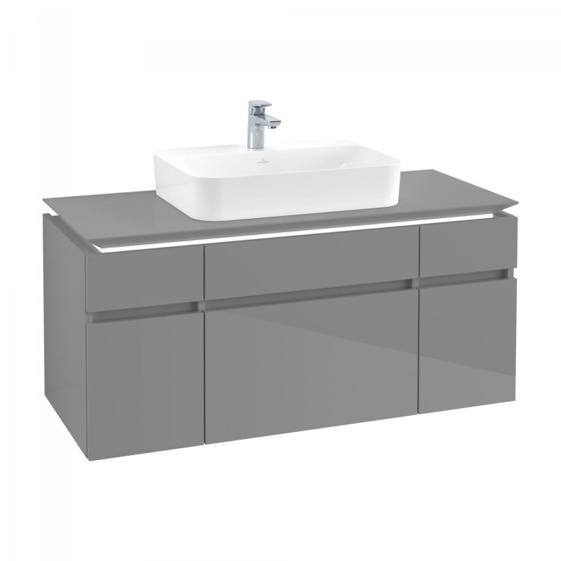 Тумба під раковину Villeroy & Boch Legato 120х55 см з підсвічуванням МДФ/ДСП глянсовий сірий B758L0FP