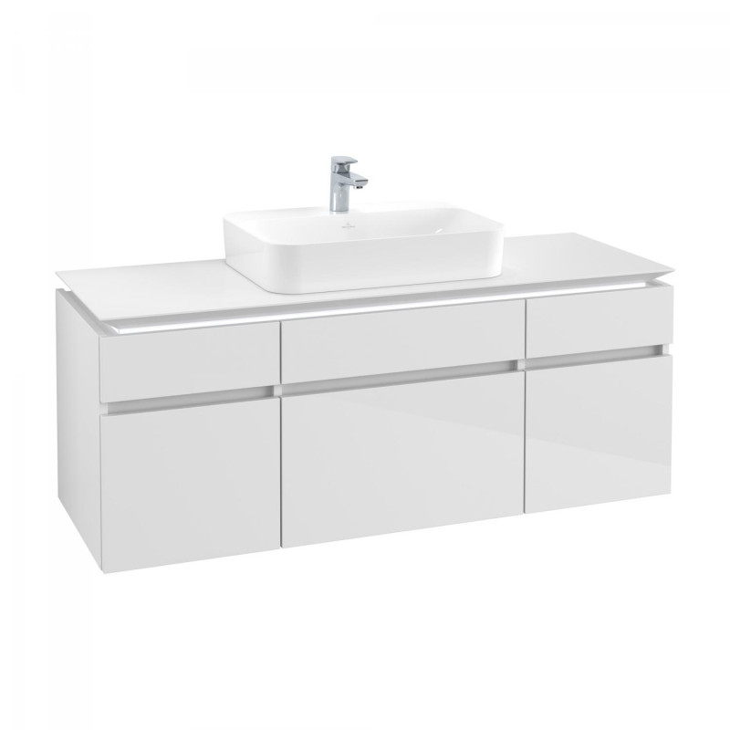 Тумба під раковину Villeroy & Boch Legato 140х55 см з підсвічуванням МДФ/ДСП білий глянсовий B760L0DH