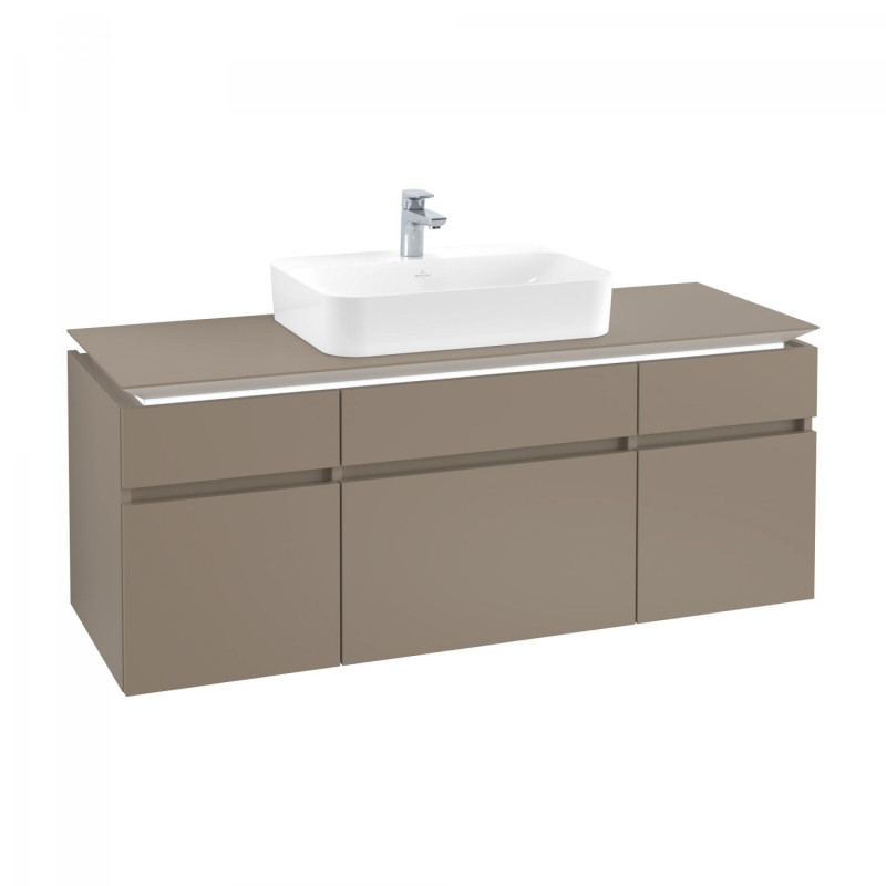 Тумба под раковину Villeroy & Boch Legato 140х55 см с подсветкой ДСП трюфель серый B760L0VG