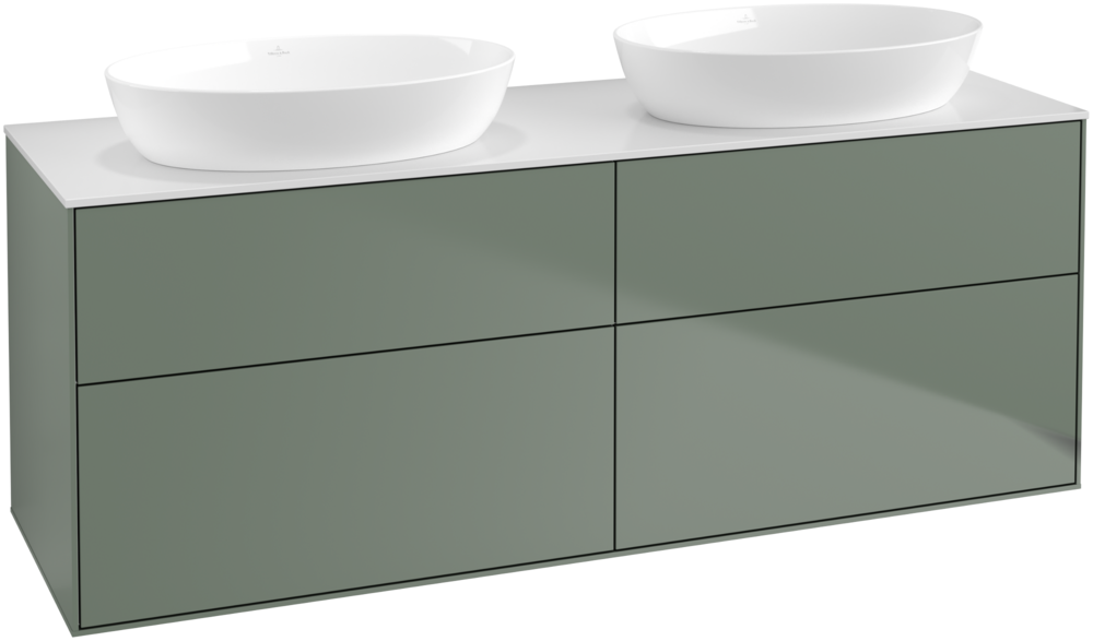 Тумба под раковину Villeroy & Boch Finion 160х50,1 см МДФ оливковый матовый лак/стекло белое матовое FA8100GM