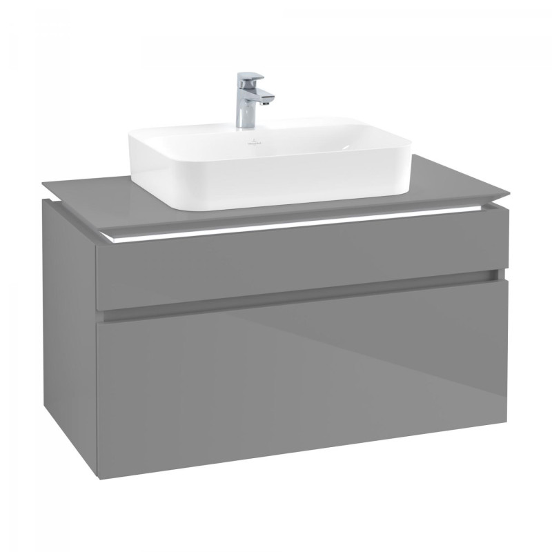 Тумба под раковину Villeroy & Boch Legato 100х55 см с подсветкой МДФ/ДСП глянцевый серый B756L0FP
