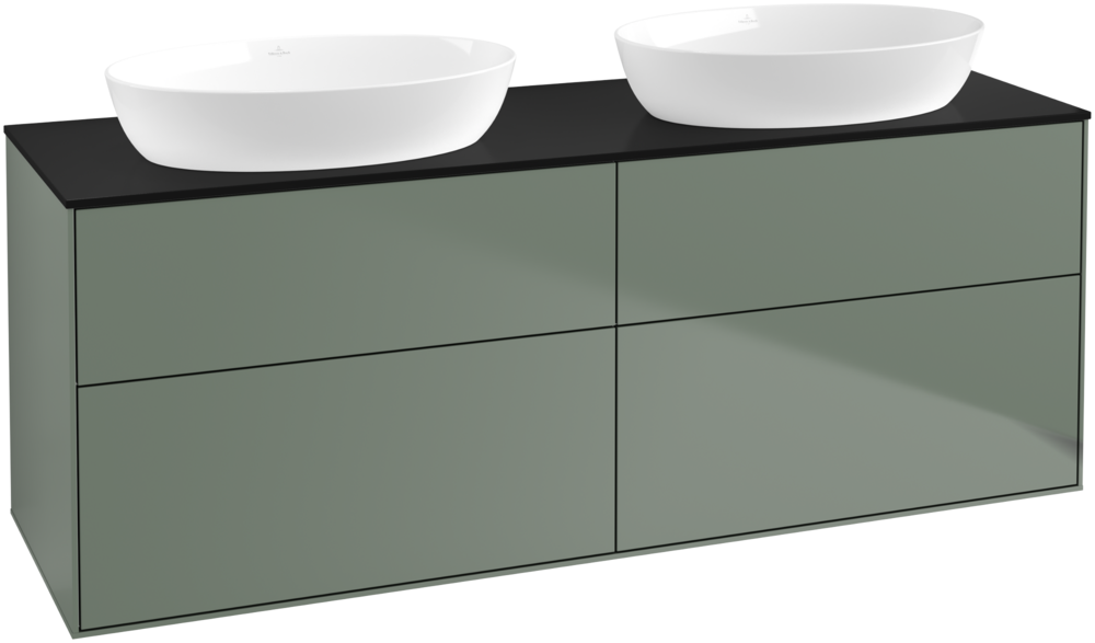 Тумба под раковину Villeroy & Boch Finion 160х50,1 см МДФ оливковый матовый лак/стекло черное матовое FA8200GM