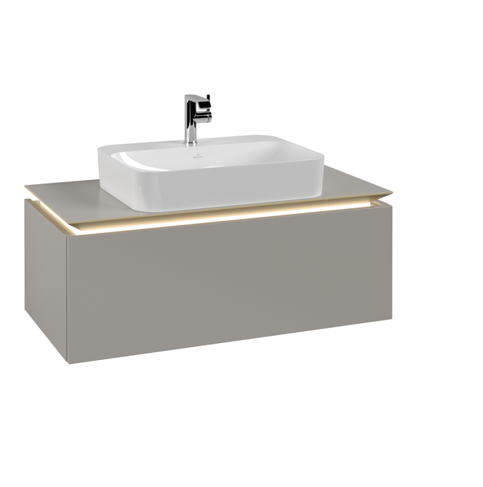 Тумба під раковину Villeroy & Boch Legato 100х38 см з підсвічуванням ДСП ніжно-сірий B755L0VK