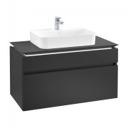 Тумба під раковину Villeroy&Boch Legato 100х55 см з підсвічуванням МДФ/ДСП чорний матовий лак B756L0PD