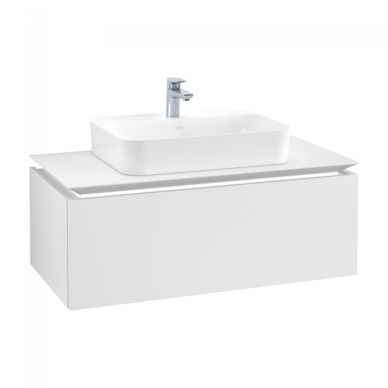 Тумба під раковину Villeroy & Boch Legato 100х38 см з підсвічуванням ДСП білий матовий B755L0MS