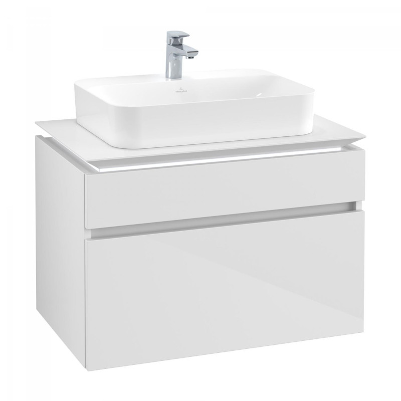 Тумба под раковину Villeroy & Boch Legato 80х55 см с подсветкой МДФ/ДСП белый глянцевый B754L0DH