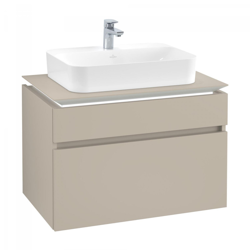 Тумба под раковину Villeroy & Boch Legato 80х55 см с подсветкой ДСП нежно-серый B754L0VK