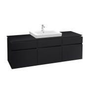 Тумба під раковину Villeroy&Boch Legato 140х55 см з підсвічуванням МДФ/ДСП чорний матовий лак B685L0PD