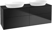 Тумба под раковину Villeroy & Boch Finion 160х50,1 см с подсветкой МДФ черный матовый лак/стекло черное матовое GA8200PD
