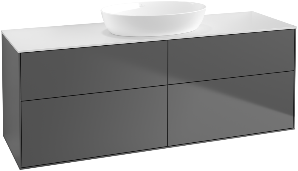 Тумба под раковину Villeroy & Boch Finion 160х50,1 см МДФ антрацит матовый лак/стекло белое матовое FA9100GK