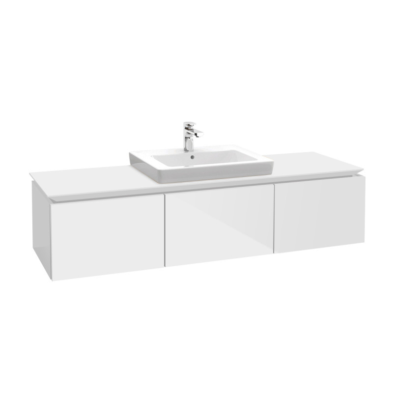 Тумба під раковину Villeroy & Boch Legato 140х38 см з підсвічуванням МДФ/ДСП білий глянсовий B684L0DH