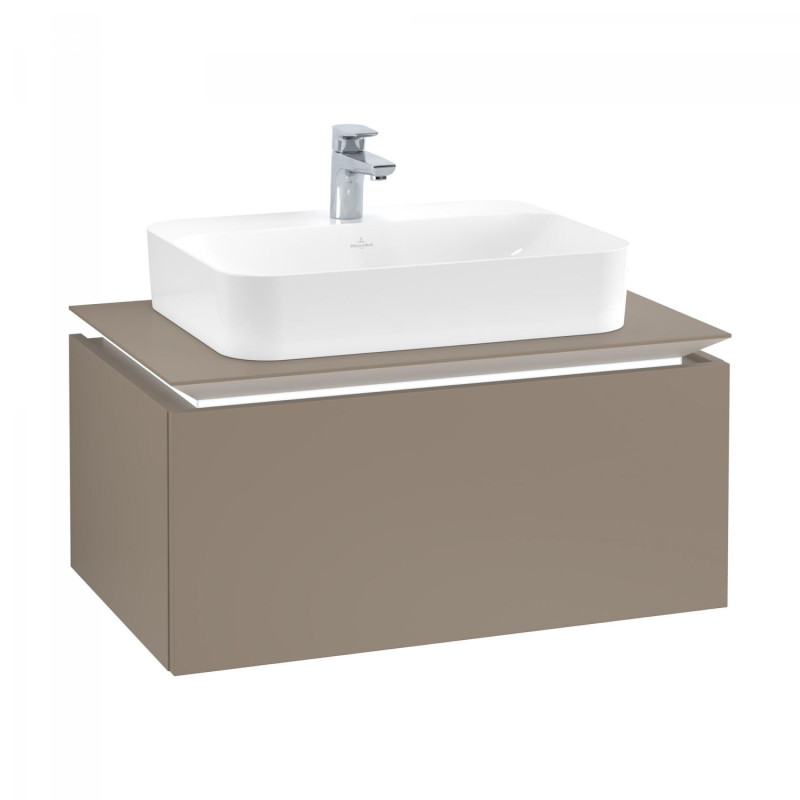 Тумба под раковину Villeroy & Boch Legato 80х38 см с подсветкой ДСП трюфель серый B753L0VG